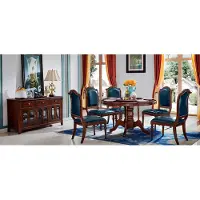 AEA Komplett Set Esstisch 6 Stühle Kommode Esszimmer Set Ess Gruppe Holz Tisch