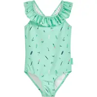 Playshoes Badpak 'Surfbrett Palme' navy / mintgroen / lichtoranje / wit
