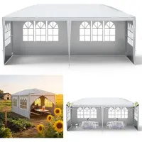 XMTECH Tuinpaviljoen, tuintent 3x6m, waterdicht, met afneembare zijwanden en ramen. Partytent, biertent, UV-bescherming (grijs)