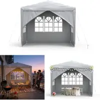 XMTECH Tuinpaviljoen, tuintent 3x3 meter, waterdicht. Tuinpaviljoen met afneembare zijwanden en ramen. Partytent, biertent, UV-bescherming (grijs)
