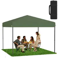 XMTECH Opklapbare paviljoen, pop-up paviljoen, 3x3 meter, waterdicht en met UV-bescherming, snelle opbouw met één druk op de knop, 3-voudig in hoogte verstelbaar, groen (zonder zijwanden)