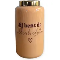 DK Design Daan Kromhout - Vaasje - Bloemenvaas - Metaal - Jij bent de allerliefste - Tekst - 9x16x9cm