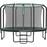 Songmics Ronde tuintrampoline met veiligheidsnet, Zwart + Donkergroen / 366 cm