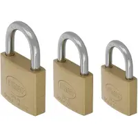 AMIG Hangsloten / koffersloten set - 3x stuks - maat 30/40/50 mm - messing - incl 2 sleutels per slot