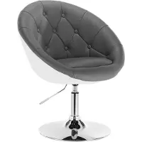 Happyment Barkruk - Industrial Design - Grijs/Wit - Kunstleer - Verstelbare Hoogte - Set van 1 - Barstoel met Rugleuning - Keukenstoel