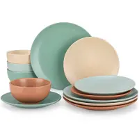 Happyment Seraphina Serviesset - 12 delig - 4 persoons - Classy color - Dinerborden - Bordenset - Diepe borden - Ontbijtborden - Servies - Keukenservies