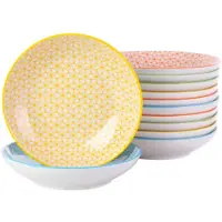 Happyment Sorella Sushi Servies - 12 delig - 4 persoons - Kleurrijk - Dinerborden - Bordenset - Diepe borden - Ontbijtborden - Servies - Keukenservies