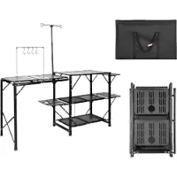 Happyment Opvouwbare campingkeuken - Keukentafel - Met gootsteen - 9,7 kg - 126x46x81 cm