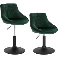 Happyment Luxe Barkurk Delvia - Industrial - Donkergroen - Barkrukken set van 2 - Barstoel Kruk - Barstoelen met rugleuning - Keukenstoel - In hoogte verstelbaar - Velvet