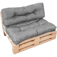 Bananair - Palletkussens Set - Tuinkussens voor Palletbank - 1x Zitkussen 120x80x15 cm & 1x Rugkussen 120x40x15 cm - Grijs