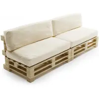 Bananair - Palletkussens 2x Set - Afneembare hoes - Waterbestendig - Tuinkussens voor Palletbank - 2x Zitkussen 120x80x15 cm & 2x Rugkussen 120x40x15 cm - Beige