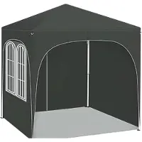 Happyment Opvouwbare Tuinpaviljoen - Voor Buiten - Pergola 2x2m met Zijwanden - Verstelbare Hoogte - Pop-up Pavillon met Waterdichte UV-Bescherming