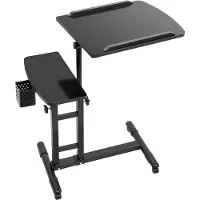 Happiq Mobiele Tattoo Werkbank - Werkstation - Tattootafel - Voor Tattoo Studio en Salon - In Hoogte Verstelbaar en Draagbaar Werkstation met Armsteun - Zwart