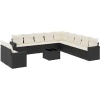 vidaXL 12-delige Loungeset met kussens poly rattan zwart