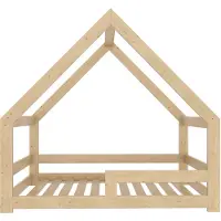 Need Sleep - Montessori Kinderbed Huisbed Peuterbed met Uitvalbescherming - Naturel Hout - 90x180 cm - symmetrisch
