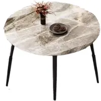 Happyment Ronde Eettafel Marmer Tavien - Eetkamertafel - Voor Eetkamer of restaurant - 80 cm - 4 personen - Grijs
