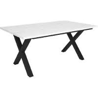 Happyment Eettafel Dublin - Rechthoek - 4 tot 6 personen - Massief hout - Premium look - Eetkamertafel - Wit - X poten Zwart - 170x90x75cm