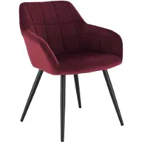 Happyment Stoel Ameri - Eetkamerstoel - Donkerrood Velvet - Zwarte Metalen poten - set van 1 - Zithoogte 47cm - deluxe