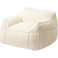 Bananair - Zitzak fauteuil - XXL poef - Ribfluweel - 100x110 cm - Gebroken wit