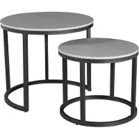 Happyment Salontafel Marmer look - Woonkamer - Ronde salonTafel - met Spaanplaat Blad - Modern - Grijs