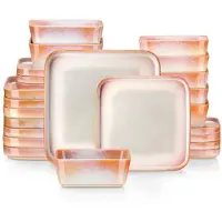 Happyment Artesano Serviesset Santivo - 24 delig - 8 persoons - Oranje - Dinerborden - Bordenset - Diepe borden - Ontbijtborden - Servies - Keukenservies