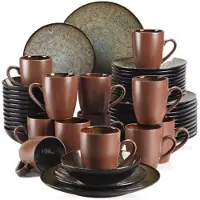 Happyment Refined Ontbijtborden – Bruin 12 persoons - 48 delig – Keramisch – Eetborden – Kleine Borden