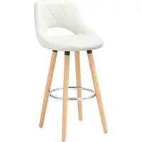 Happyment Barkruk Modern Hilton - Industrial - Wit - Barkrukken set van 1 - Barstoel Kruk - Barstoelen met rugleuning - Keukenstoel - Kunstleer