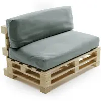 Bananair - Palletkussens Set - Afneembare hoes - Waterbestendig - Tuinkussens voor Palletbank - 1x Zitkussen 120x80x15 cm & 1x Rugkussen 120x40x15 cm - Lichtgrijs