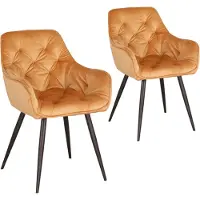 Happyment Eetkamerstoelen Fluweel - Oranje - Woonkamerstoelen - Fauteuil - Keukenstoelen - Kuipstoel - Set van 2