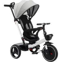 Happyment Baby driewieler Fioren 6-in-1 - Voor kinderen - Duwfiets met duwstang - Babyfiets - Loopfiets - Peuterfiets - Grijs