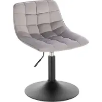 Happyment Barkruk Dio Industrial Lichtgrijs - Barkrukken set van 1 - Barstoel Kruk - Barstoelen met rugleuning - Keukenstoel - In hoogte verstelbaar - Velvet