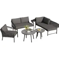 Happyment Tuinmeubelset - Loungeset - Tuinlounge Lounge Set - Lounge Set - Voor Tuin, Terras & Balkon - Moderne Buitenbankstel met Handgeweven Design - Inclusief Kussens - Kaki Kleur