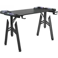 ACXIN Gaming Bureau - M-Frame met LED Verlichting - Ergonomisch Computerbureau met Carbon Fiber Blad, Bekerhouder en Koptelefoonhaak - 120x60x73 cm