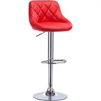 Happyment Designer Barkruk Lerino - Met rugleuning - Stevig - Ergonomische barstoel - Zithoogte 60 - 82cm - Rood - Set van 1 - Keuken en bar - In hoogte verstelbaar