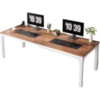 Happiq Computerbureau Milano - Voor 2 Personen - 200cm - Walnut - Voor thuis of werk - Hout en metaal