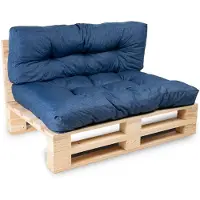 Bananair - Palletkussens Set - Tuinkussens voor Palletbank - 1x Zitkussen 120x80x15 cm & 1x Rugkussen 120x40x15 cm - Blauw