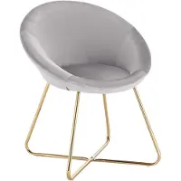 Happyment Bezoekersstoel Leri - Eetkamerstoel - Lichtgrijs Velvet - Metalen poten - Set van 1 - Zithoogte 44 cm - Deluxe