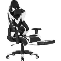 Happyment Luxe Gaming stoel - Met voetsteun - Wit - Gamestoel - Chair - Ergonomische bureaustoel - Verstelbaar - Chair - Kunstleer