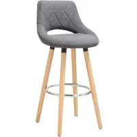 Happyment Barkruk Modern Hilton - Industrial - Donkergrijs - Barkrukken set van 1 - Barstoel Kruk - Barstoelen met rugleuning - Keukenstoel - Stof