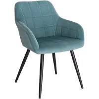 Happyment Luxe Eetkamerstoelen - Velvet Turqoise - Fauteuils met armleuning - Woonkamerstoelen - Keukenstoelen - Kuipstoel - Set van 1