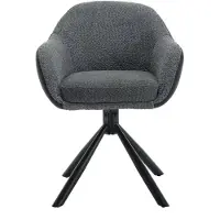Happyment Eetkamerstoelen Supria - Set van 2 - Draaibaar - Fauteuil - Keuken - Voor eettafel - Donkergrijs - Stof