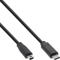 InLine USB Mini B naar USB-C kabel - USB2.0 - tot 1A / zwart - 5 meter