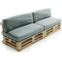 Bananair - Palletkussens 2x Set - Afneembare hoes - Waterbestendig - Tuinkussens voor Palletbank - 2x Zitkussen 120x80x15 cm & 2x Rugkussen 120x40x15 cm - Lichtgrijs