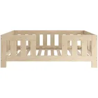 Need Sleep – Veilig Peuterbed 90x180 cm – Montessori Bedje met Hoge Valbeveiliging – Massief Hout – Naturel
