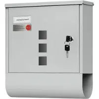 Happiq Brievenbus met Slot - Afsluitbare Buitenbrievenbus met Naamplaat en Kijkvenster - Metalen Montage Brievenbus voor Briefpost