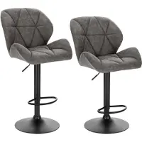 Happyment Barkruk Comfy Grijs - Met rugleuning - Stevig- Kunstleer - Set van 1 - Keuken - Barstoelen ergonomisch - Verstelbaar in hoogte - Zithoogte 60-82cm