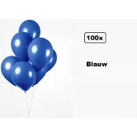 Partyxplosion 100x Ballonnen blauw 27cm - Carnaval thema feest party oud en nieuw festival