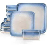 Happiq Regalia Zafiro Serviesset - 12 delig - 4 persoons - Dussy Blauw - Dinerborden - Bordenset - Diepe borden - Ontbijtborden - Servies - Keukenservies - Luxe design - Tafelstijl