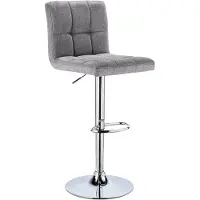 Happyment Barkruk Vio Industrial Lichtgrijs - Barkrukken set van 1 - Barstoel Kruk - Barstoelen met rugleuning - Keukenstoel - In hoogte verstelbaar - Linnen