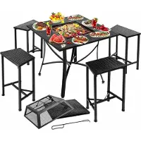 Happyment BBQ tafel - 2in1 - Tuintafel en barbecue - Vuurkorf of ijsbak - Buitentafel